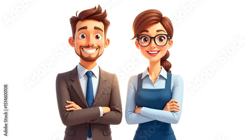 host couple flat design illustration