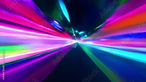 Color streaks in a flat vector style race across the screen, leaving trails of fast motion blur. The background glows softly, enhancing the vibrant colors