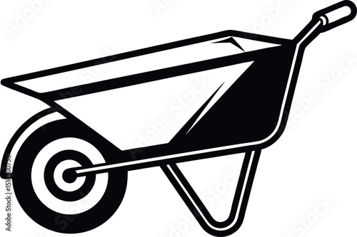Rustic Garden Wheelbarrow Illustration in Line Art