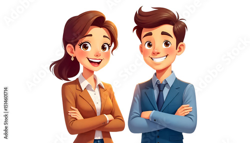 host couple flat design illustration