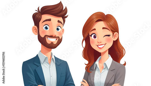 host couple flat design illustration