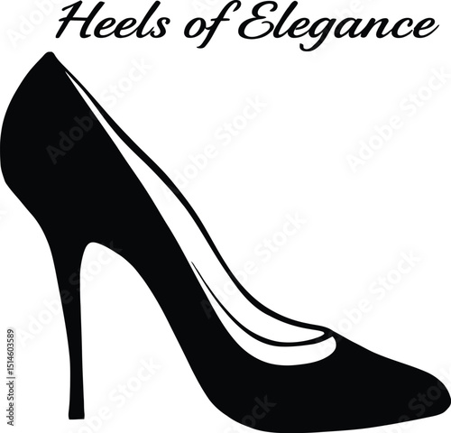 Heels of Elegance Vector – Fashionable High-Heel Shoe Silhouette, Stylish Branding Illustration