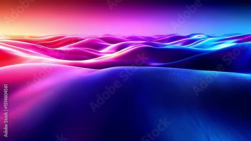 Dynamic motion, wide angle: Abstract background with layered colorful waves and glowing gradients