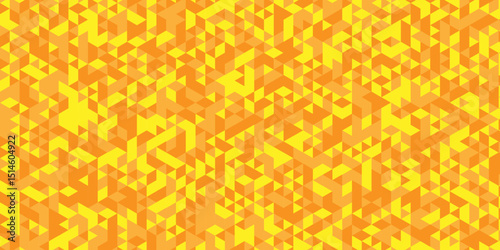 Abstract geometric wall tile and metal cube background triangle wallpaper. Seamless geometric pattern low polygon backdrop background. orange diamond overlap polygonal background.	