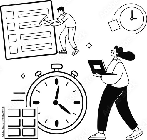 Businessman in suit holding a clock, managing time and work for success