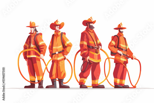 Pixel Art Firefighters Emergency Response Team Illustration