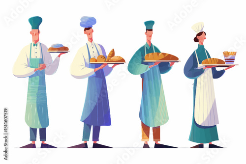 Professional Chefs Serving Freshly Baked Bread and Pastries