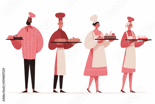 Culinary Professionals Diverse Chefs Presenting Delicious Baked Goods