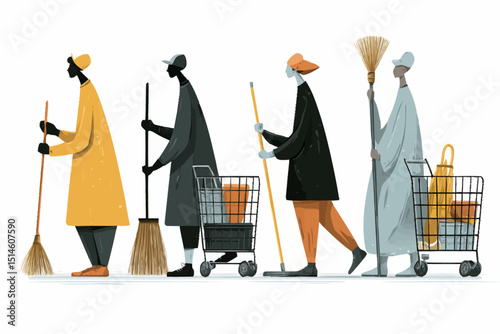 Diverse Cleaning Crew A Powerful Illustration of Teamwork  Sanitation
