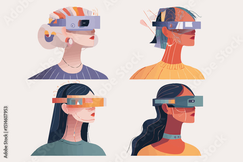 Virtual Reality Diverse Women Experiencing Immersive Tech