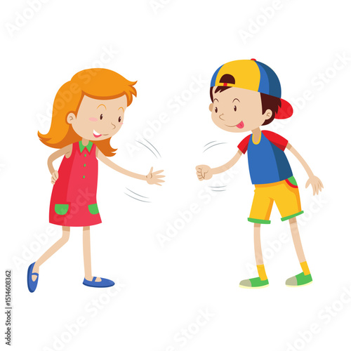 Childhood Games: A charming illustration of two children engaged in a playful game, representing the innocence of childhood, the simplicity of joy, and the bonds of friendship.