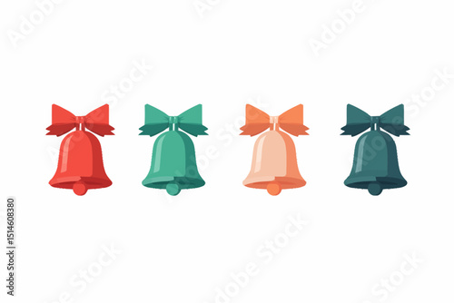 Colorful Christmas Bells Festive Icons for Holiday Designs