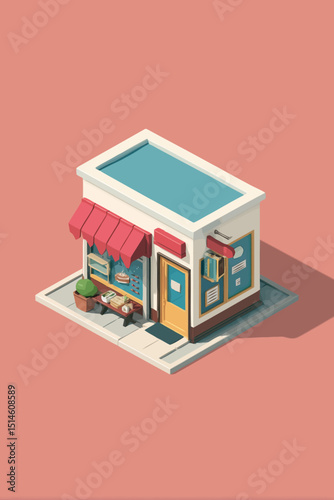 Isometric Bakery Shop Cute LowPoly Building Illustration