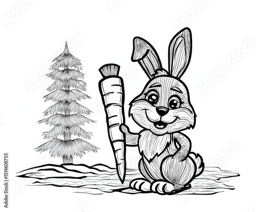 Bunny with a big carrot , c...