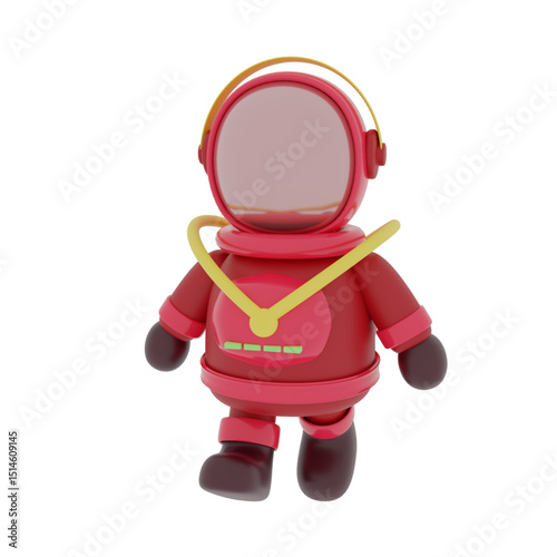 Cosmic Explorer: A whimsical rendering of an astronaut in vibrant red space gear, ready for intergalactic adventures.