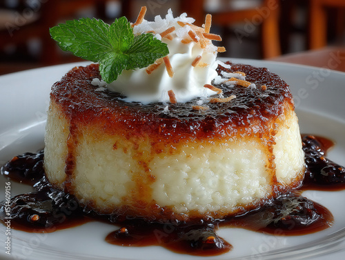 Coconut bread pudding: Clos...