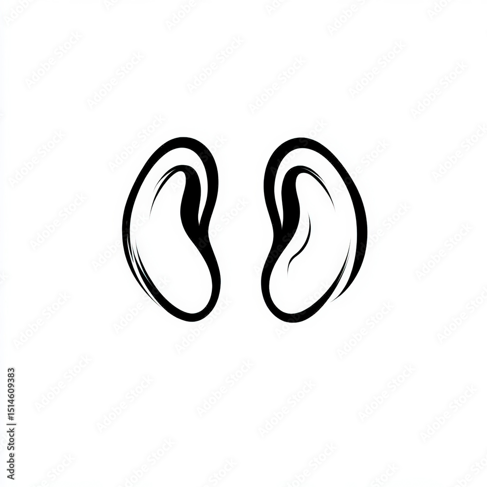 Obraz premium ear silhouette , black and white illustration isolated on white background