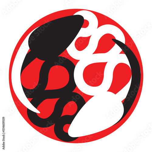 Yin-Yang symbol redesigned with intertwined sperm representing life, balance, and creation.