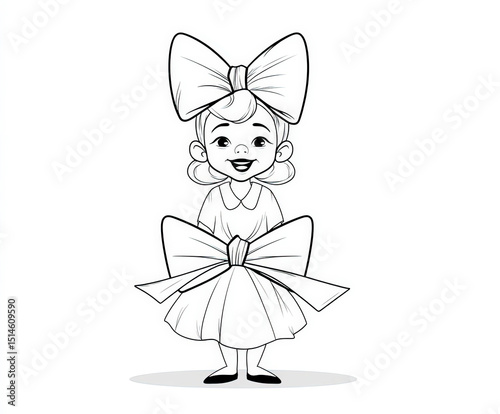 Girl with a big bow and a d...