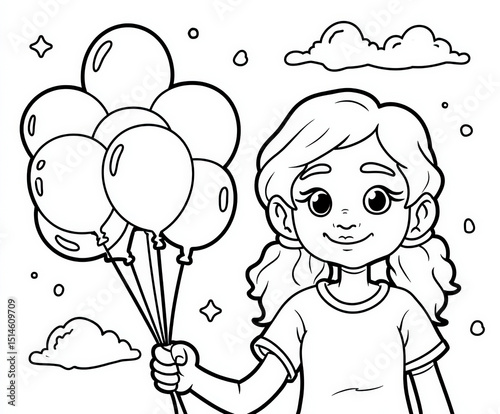 Girl with a bunch of balloo...