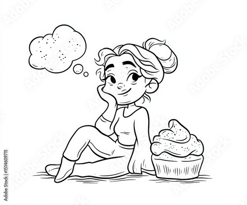 Girl with a cupcake , color...