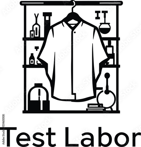 Test Labor Logo Vector – Scientific Experimentation, Clothing Testing, Laboratory Setup Illustration