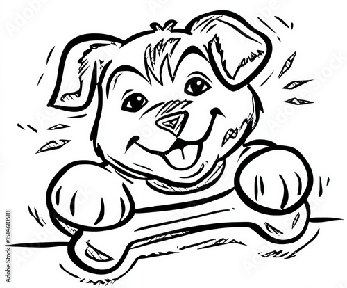 Puppy with a big bone , col...