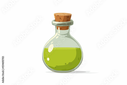 Green Potion in Glass Bottle Magical Elixir Illustration