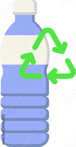 Recycle Plastic Bottle Flat Icon