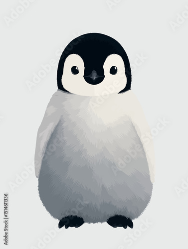 Cute Penguin Illustration Antarctic Wildlife Baby Bird Artwork