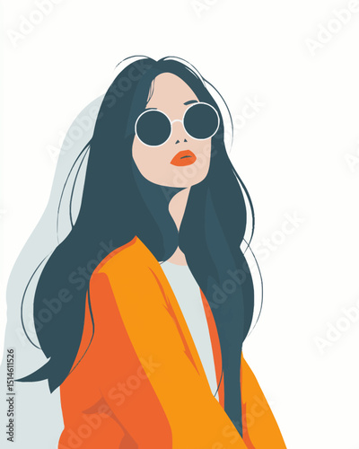 Stylish Woman in Sunglasses Vector Illustration