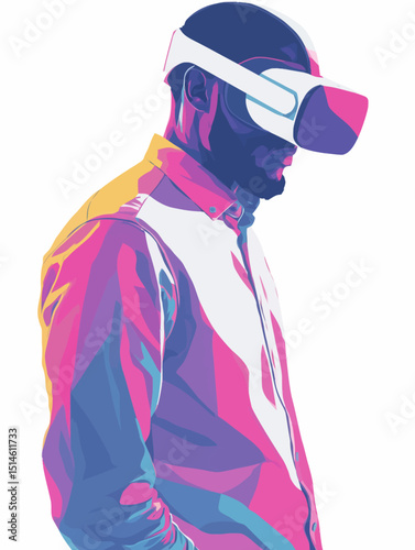 Immersive VR Experience A Man Exploring Virtual Reality