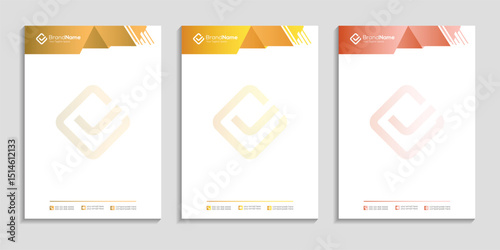 Professional clean business letterhead template design set to three color variation with color gradient for any business