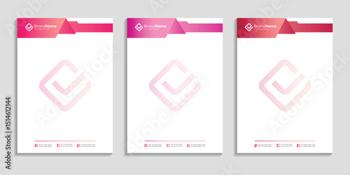 Professional clean business letterhead template design set to three color variation with color gradient for any business