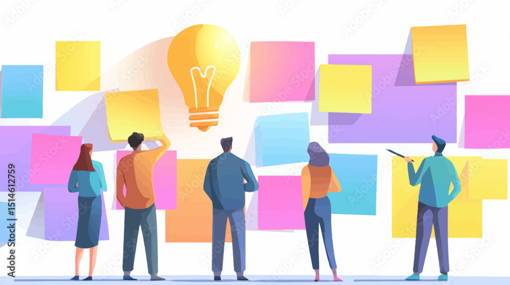 Fototapeta premium Team Brainstorming Innovative Ideas Sticky Note Collaboration