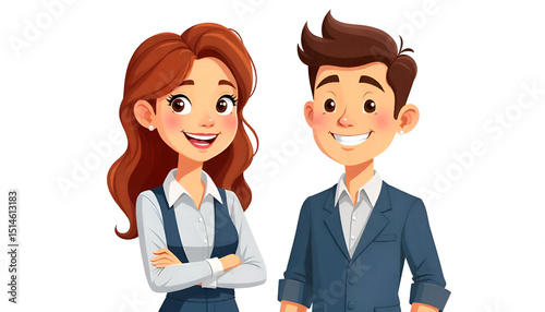 host couple flat design illustration
