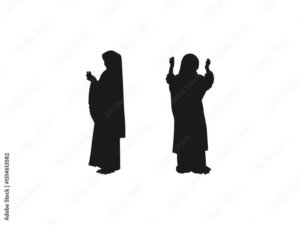 custom made wallpaper toronto digitalSilhouette of a Muslim woman in prayer. Muslim woman praying icon. Vector isolated on a white background.