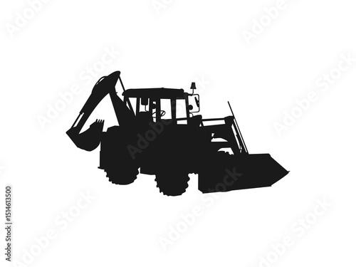Heavy bulldozer machine icon. Vector illustration of a bulldozer silhouette, perfect for construction design. Bulldozer silhouette on white background.