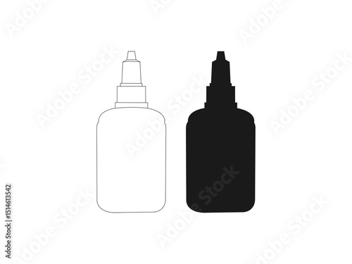 Glue bottle icon vector design. Outline and Silhouette Glue Bottles Against a White Background.