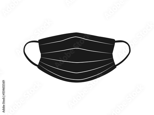 Vector illustration of a black face mask. pandemic virus face mask logo symbol sign. Protective medical mask icon shape. medical mask silhouette icon vector.