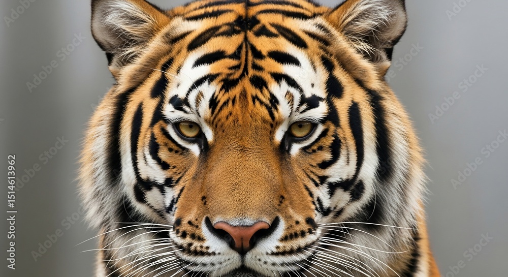 Fototapeta premium Majestic Tiger's Intense Gaze: Close-Up Portrait with Striking Details