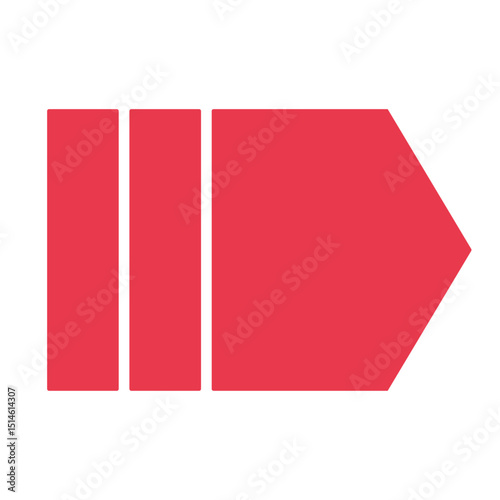 シンプルな赤い横長矢印アイコン：次へ・右方向 - Simple Red Horizontal Arrow Icon: Next and Right Direction