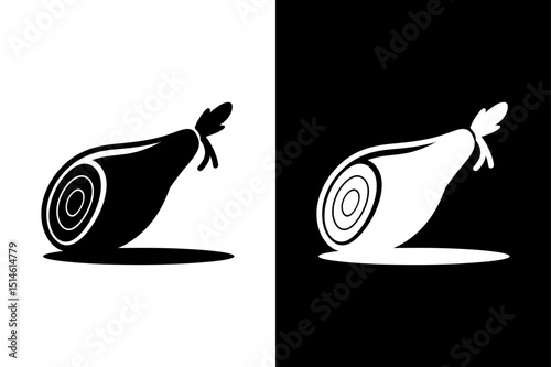Ham Cut Silhouette Vector Icon Black and White Design for Chefs and Cooks.