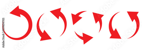 Circle arrow icon set. Symbol of reload, refresh, loading, recycle and repeat. Interconnecting round arrow vector icons set. Work in progress sign. One, two, three, four arrow in the loop.