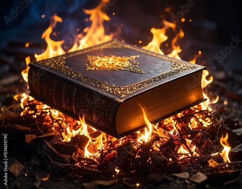 Book burning in flames photo