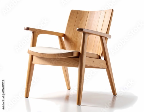 isolated wooden chair on white background