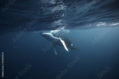 Humpback whale underwater natural ocean scene