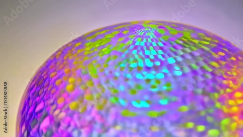 Disco ball with colorful pattern shining.
