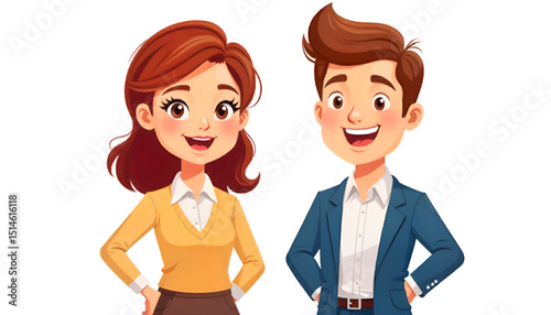 host couple flat design illustration