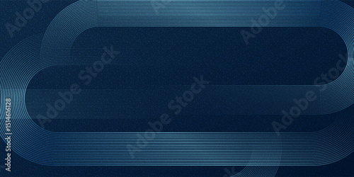 Dark blue abstract background with glowing geometric lines. Modern shiny blue diagonal rounded lines pattern. Futuristic technology concept. Suit for cover, poster, presentation, banner, website